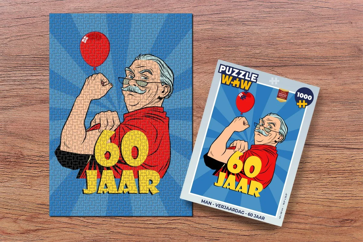 PuzzleWow Puzzel Man 60 Jaar Verjaardag - 1000 Stuks Multicolor