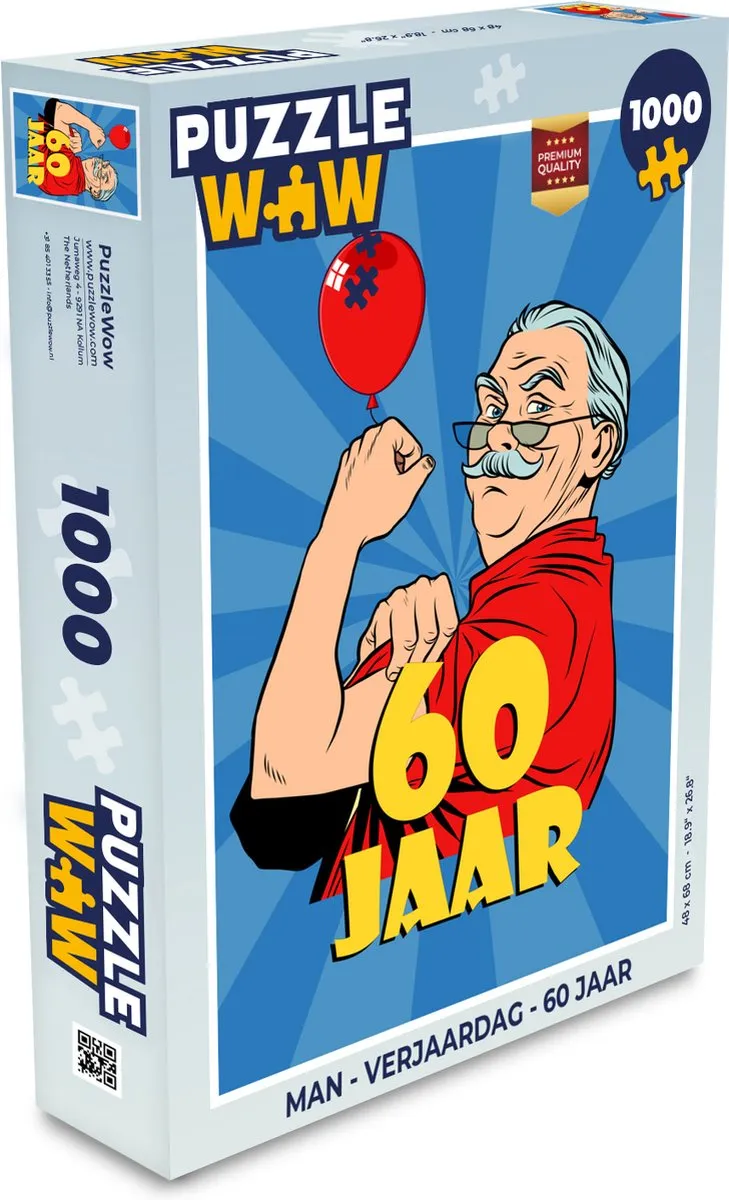 PuzzleWow Puzzel Man 60 Jaar Verjaardag