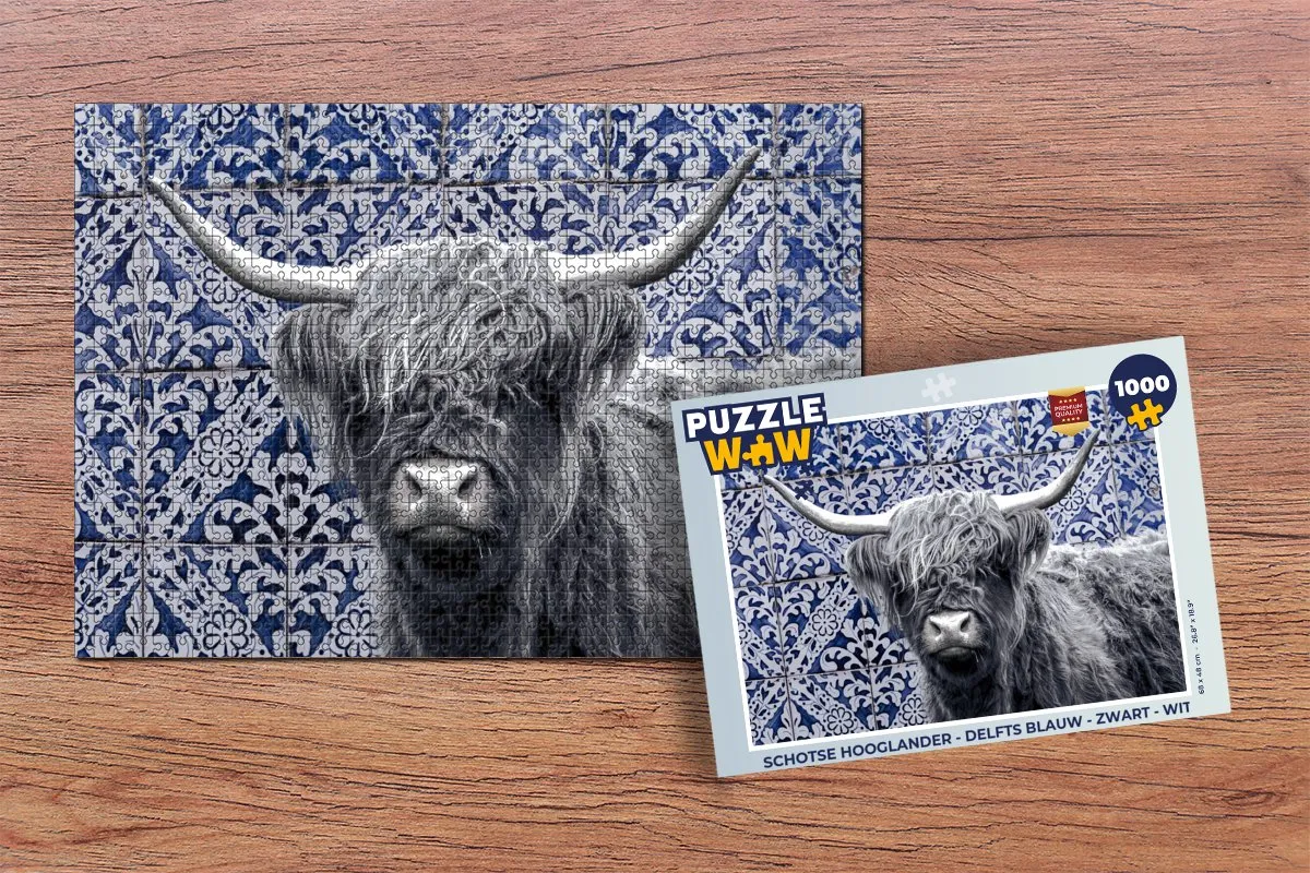 PuzzleWow Schotse Hooglander Legpuzzel 1000 Stuks - Multicolor