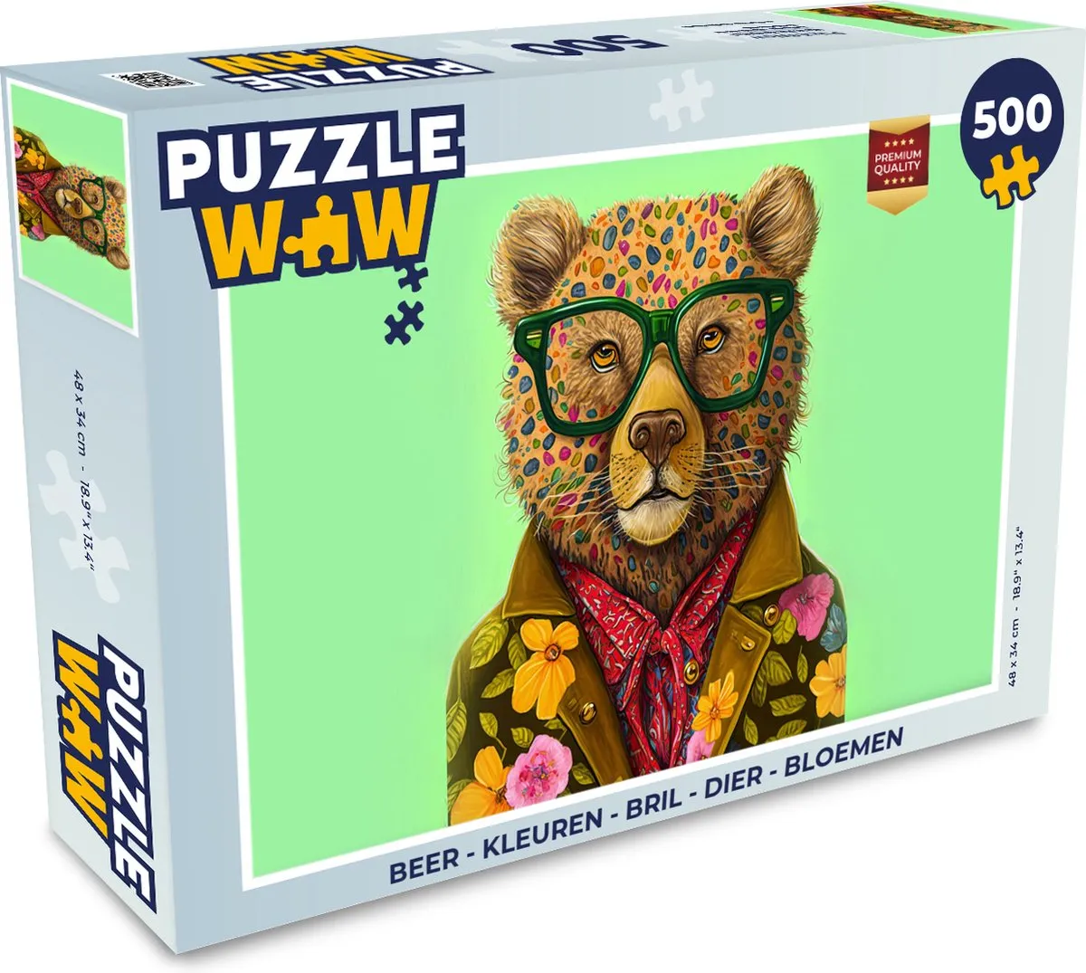 PuzzleWow Puzzel Beer 500 Stuks - Multicolor