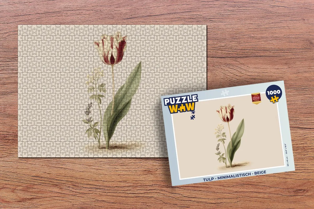 PuzzleWow Legpuzzel Tulp Minimalistisch 1000 Stuks - Beige