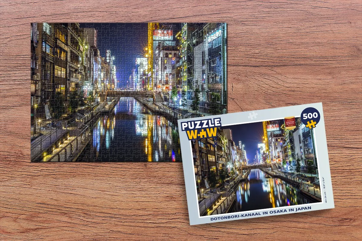 PuzzleWow Dotonbori-kanaal Osaka Legpuzzel 500 Stuks - Multicolor