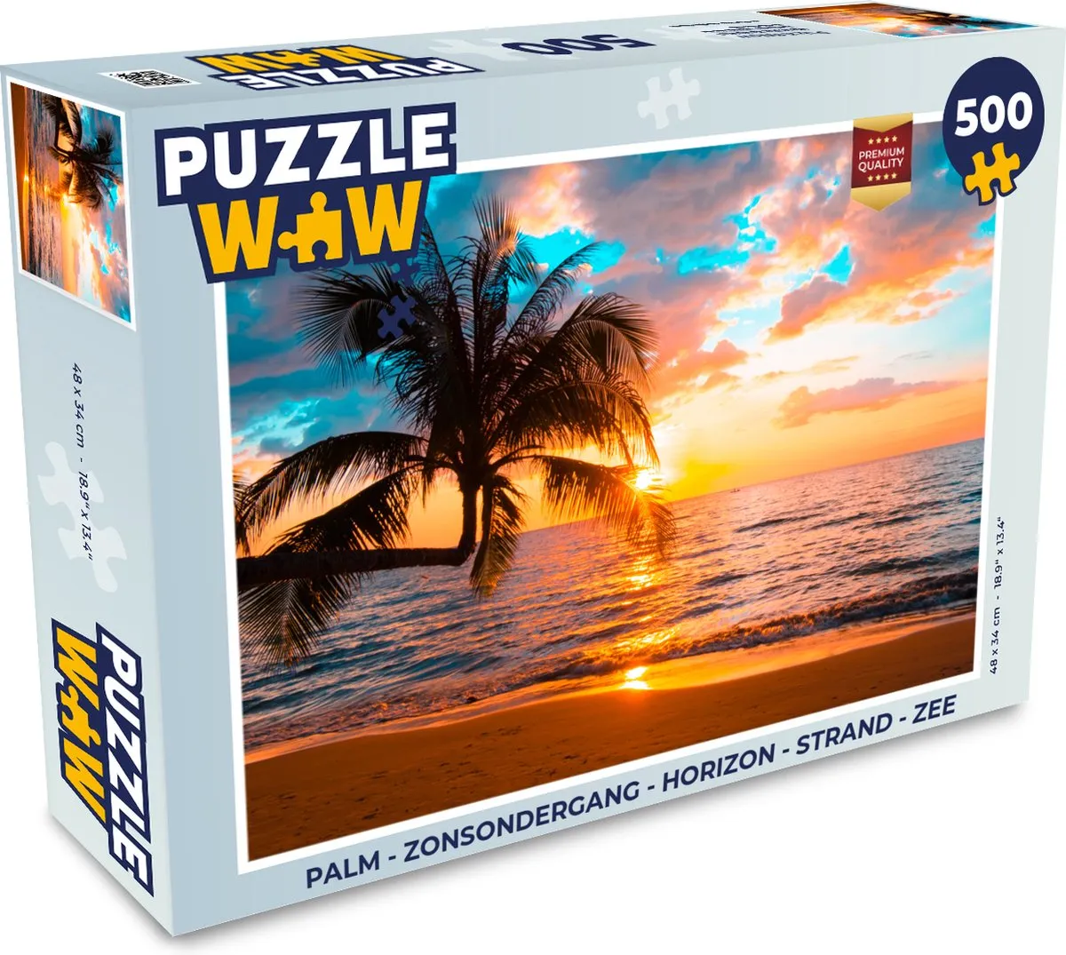 PuzzleWow Palm Zonsondergang Legpuzzel 1000 Stuks - Multicolor