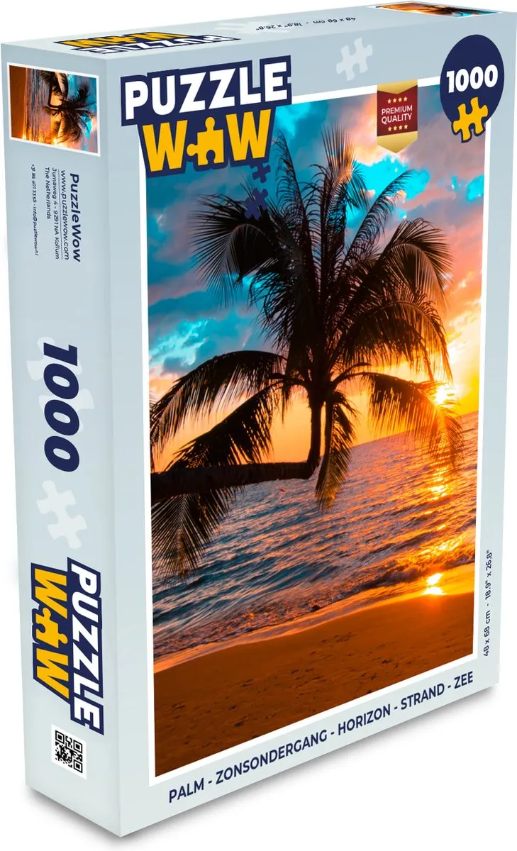 PuzzleWow Palm Zonsondergang Legpuzzel 1000 Stuks
