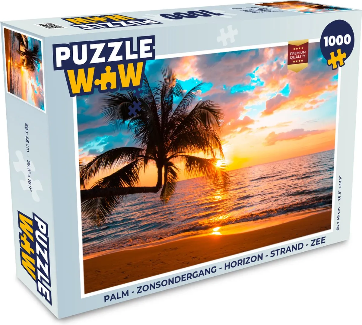 PuzzleWow Palm Zonsondergang Legpuzzel 1000 Stuks - Multicolor