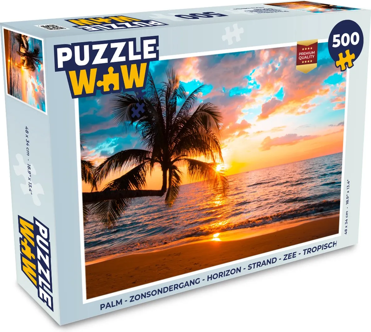 PuzzleWow Palm Zonsondergang Legpuzzel 1000 Stuks - Multicolor