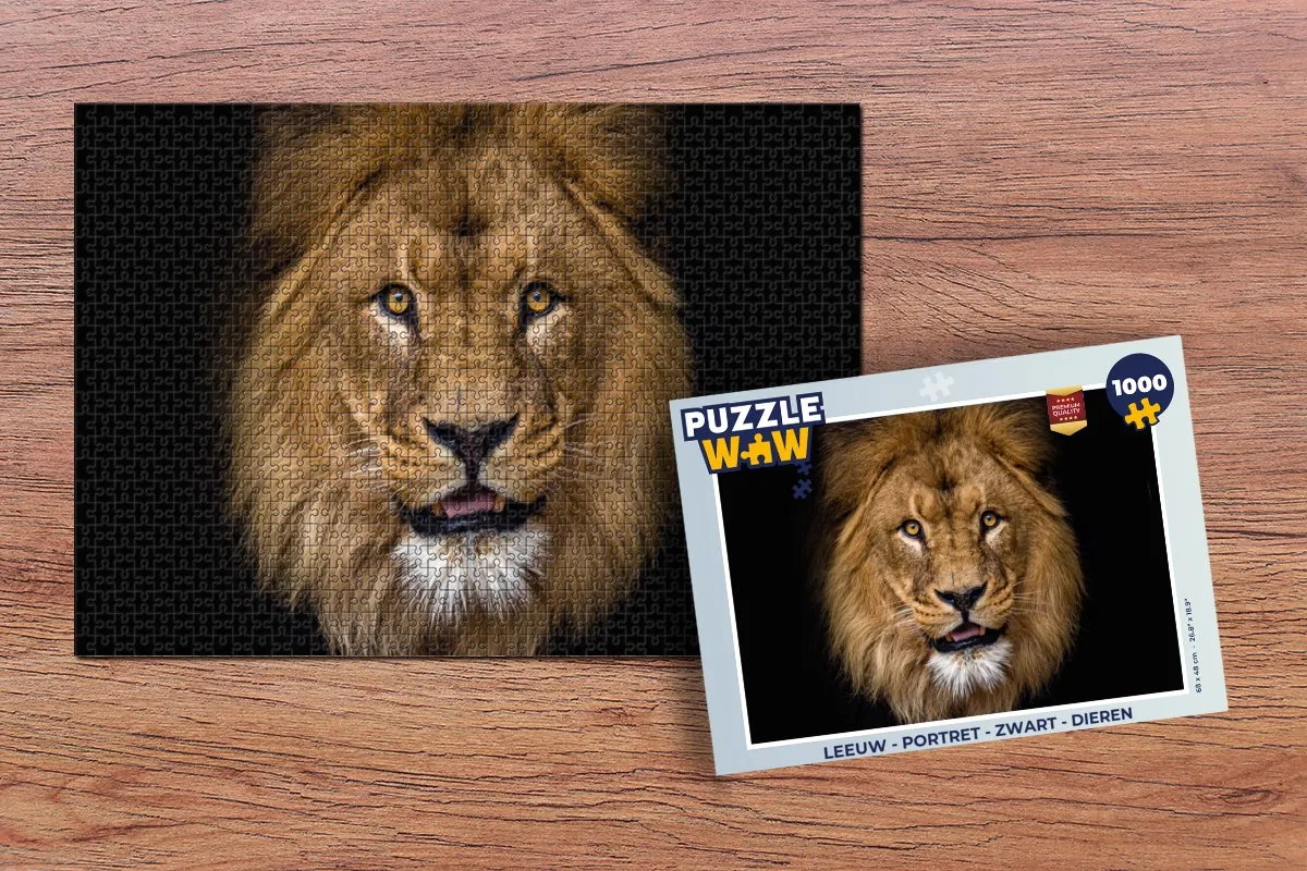 PuzzleWow Leeuw Portret Legpuzzel 1000 Stuks - Multicolor