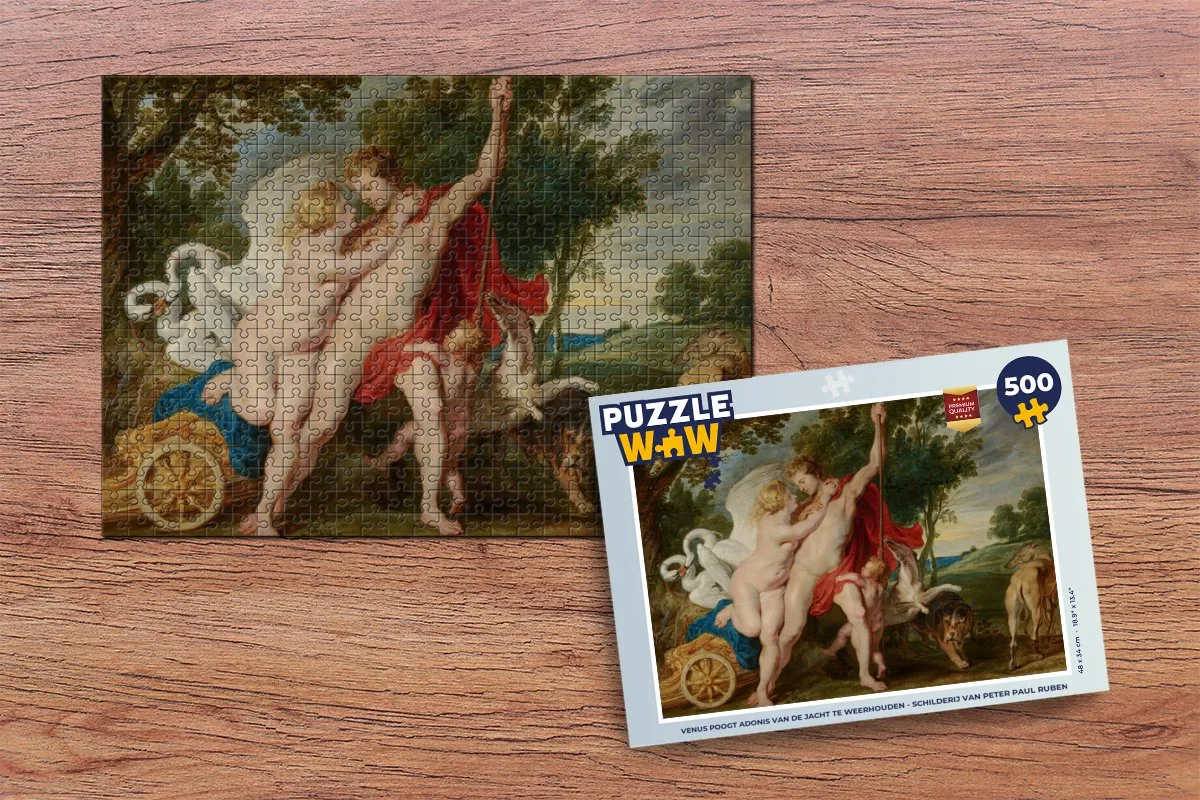 PuzzleWow Rubens Venus en Adonis Legpuzzel 500 Stuks - Multicolor