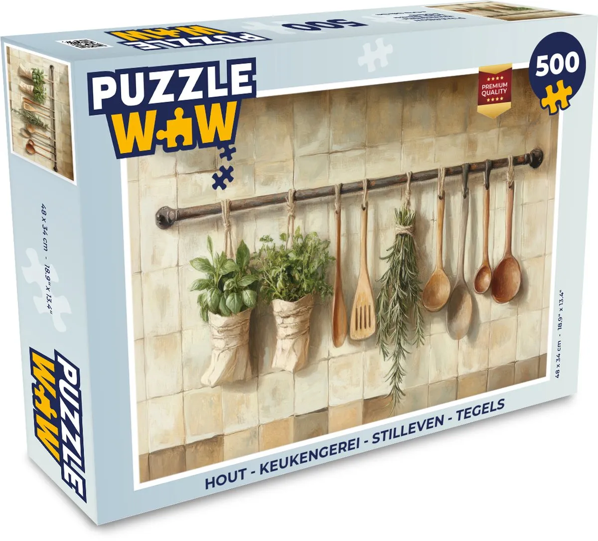 PuzzleWow Houten Keukengerei Stilleven Legpuzzel 500 Stuks