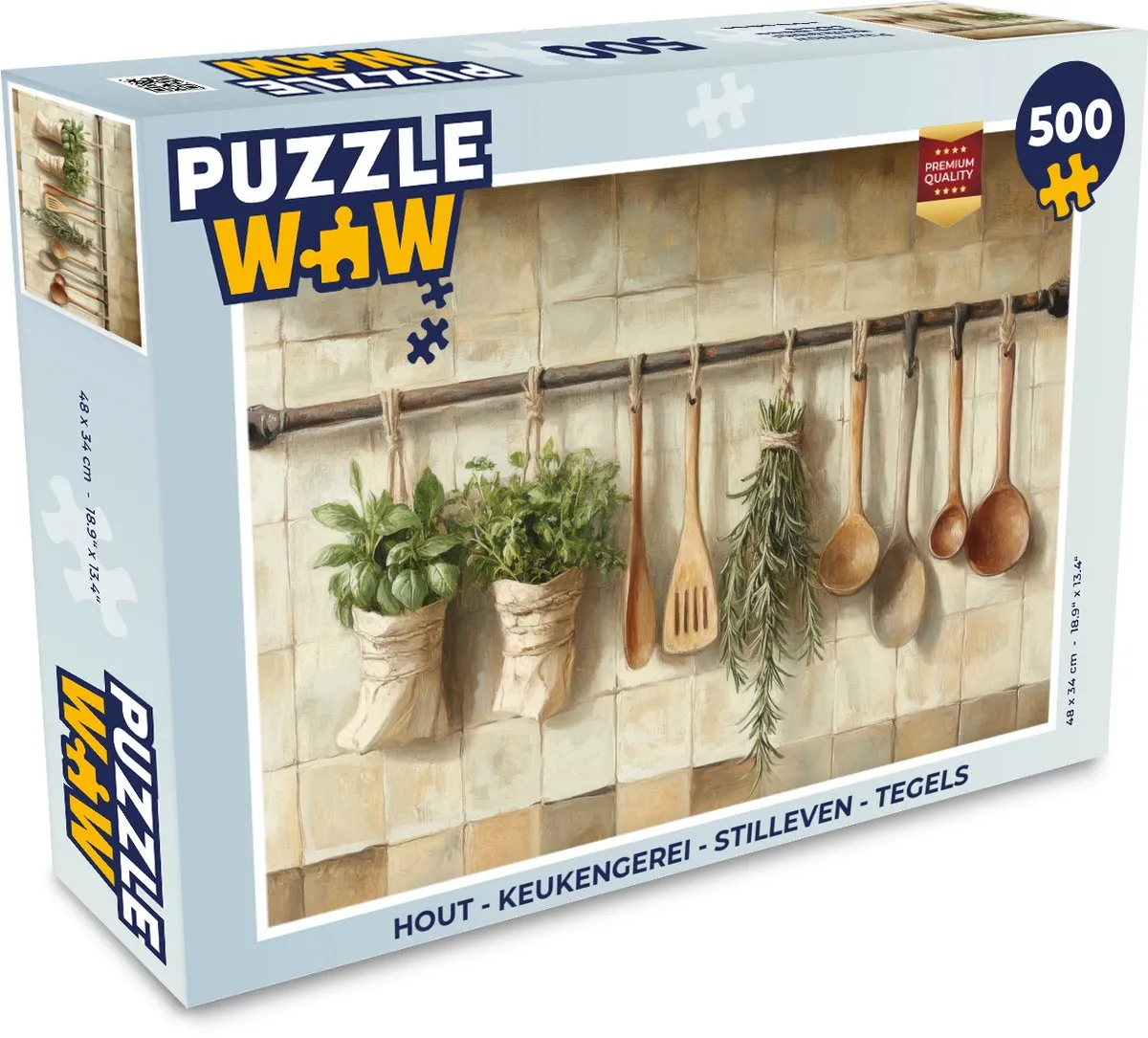 PuzzleWow Houten Keukengerei Stilleven Legpuzzel 500 Stuks - 8721169393377