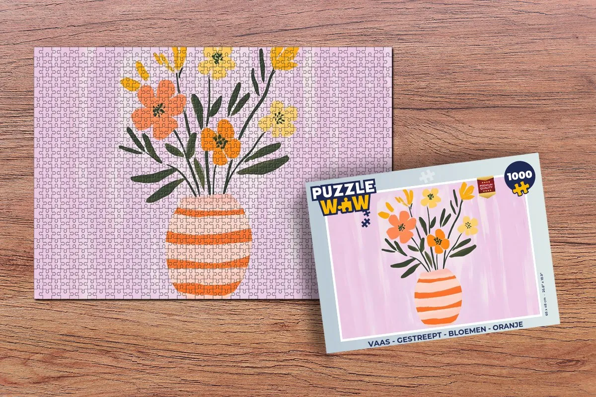 PuzzleWow Vaas Bloemen Legpuzzel 1000 Stuks - Oranje