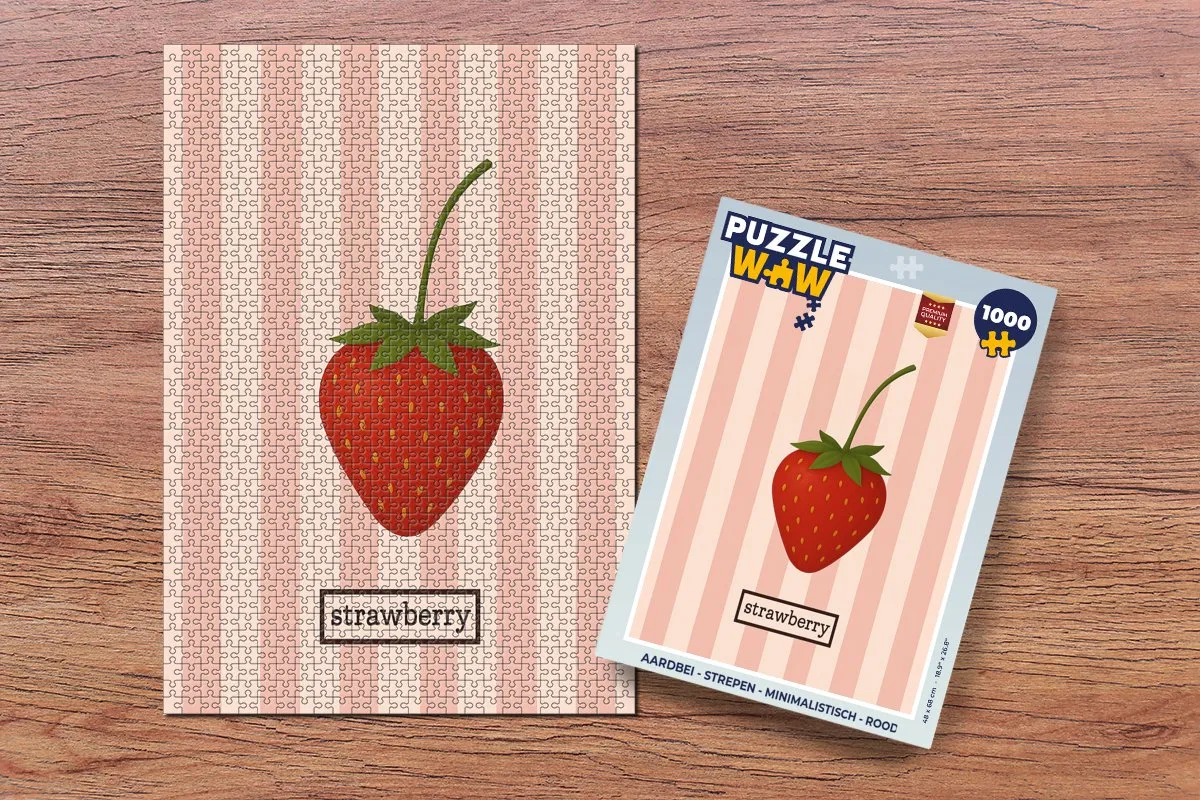 PuzzleWow Aardbei Strepen Legpuzzel 1000 Stuks - Rood