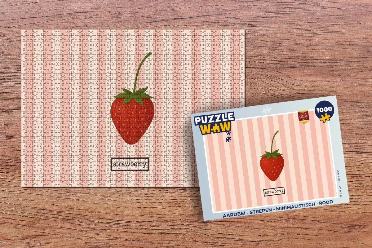 PuzzleWow Aardbei Strepen Legpuzzel 1000 Stuks - Rood