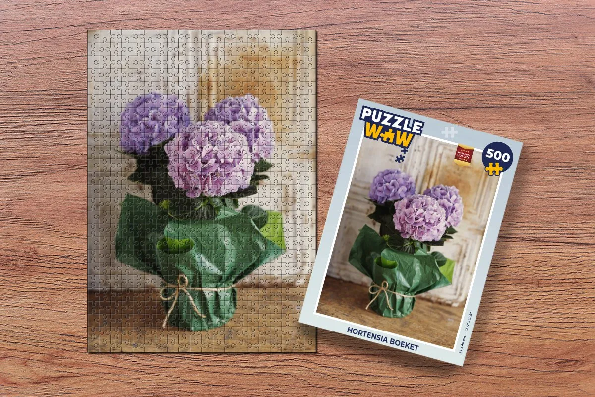 PuzzleWow Hortensia Boeket Legpuzzel 500 Stuks - Multicolor
