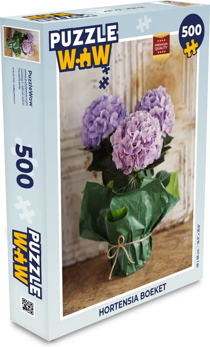 PuzzleWow Hortensia Boeket Legpuzzel 500 Stuks