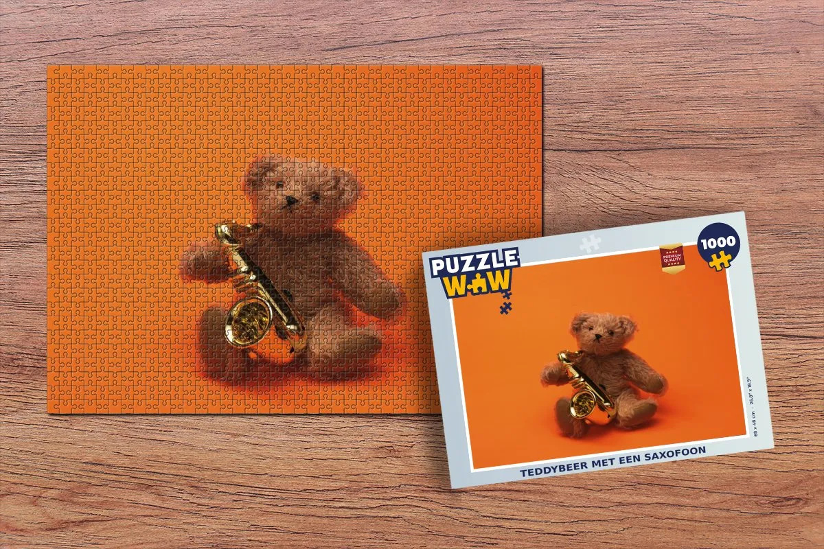 PuzzleWow Teddybeer met Saxofoon Legpuzzel 1000 Stuks - Multicolor