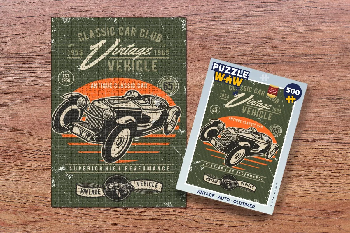 PuzzleWow Vintage Oldtimer Legpuzzel 500 Stuks - Multicolor