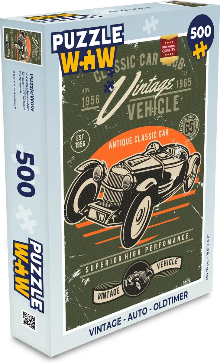 PuzzleWow Vintage Oldtimer Legpuzzel 500 Stuks
