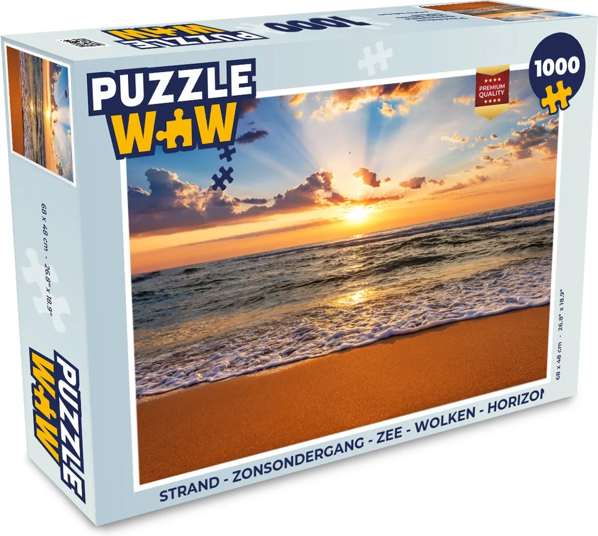 PuzzleWow Strand Zonsondergang Legpuzzel 1000 Stuks - Multicolor
