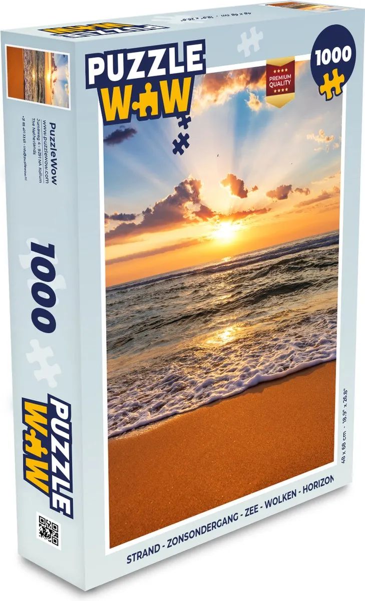 PuzzleWow Strand Zonsondergang Legpuzzel 1000 Stuks - Multicolor