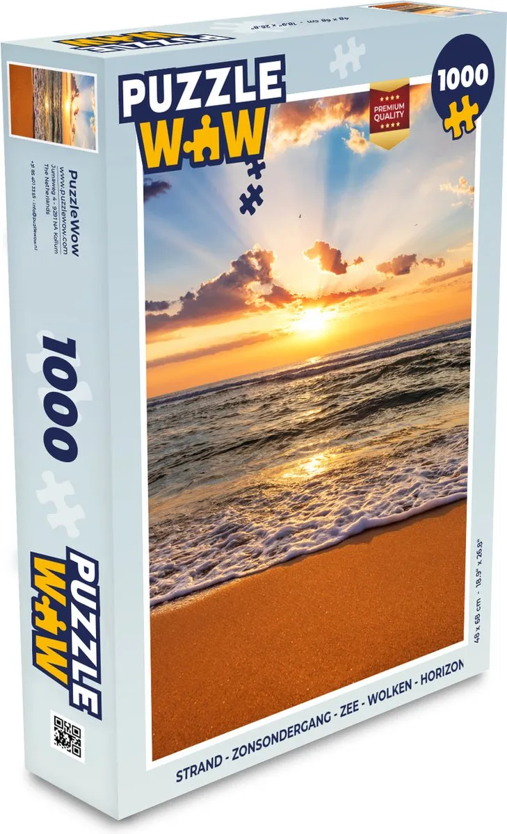 PuzzleWow Strand Zonsondergang Legpuzzel 1000 Stuks - Multicolor