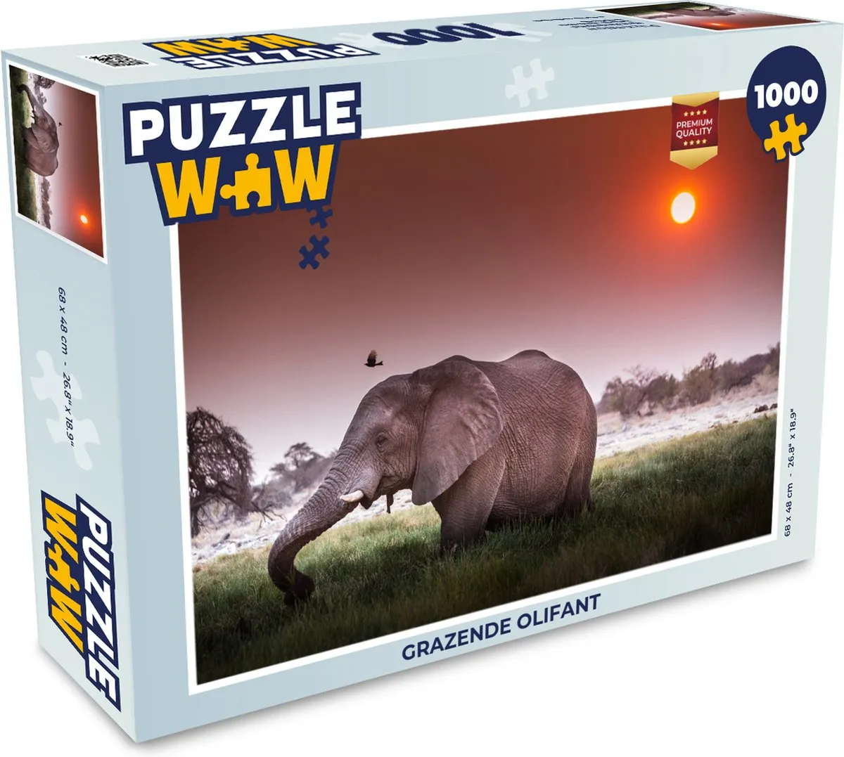 PuzzleWow Grazende Olifant Legpuzzel 1000 Stuks - Multicolor