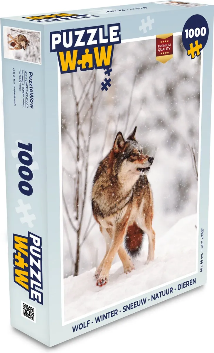 PuzzleWow Winter Sneeuw Legpuzzel 1000 Stuks - Wolf