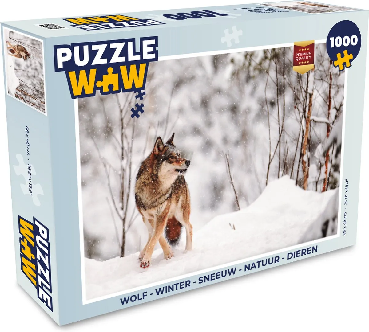 PuzzleWow Winter Sneeuw Legpuzzel 1000 Stuks - Wolf