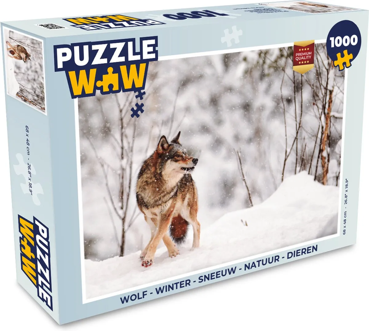 PuzzleWow Winter Sneeuw Legpuzzel 1000 Stuks - Wolf