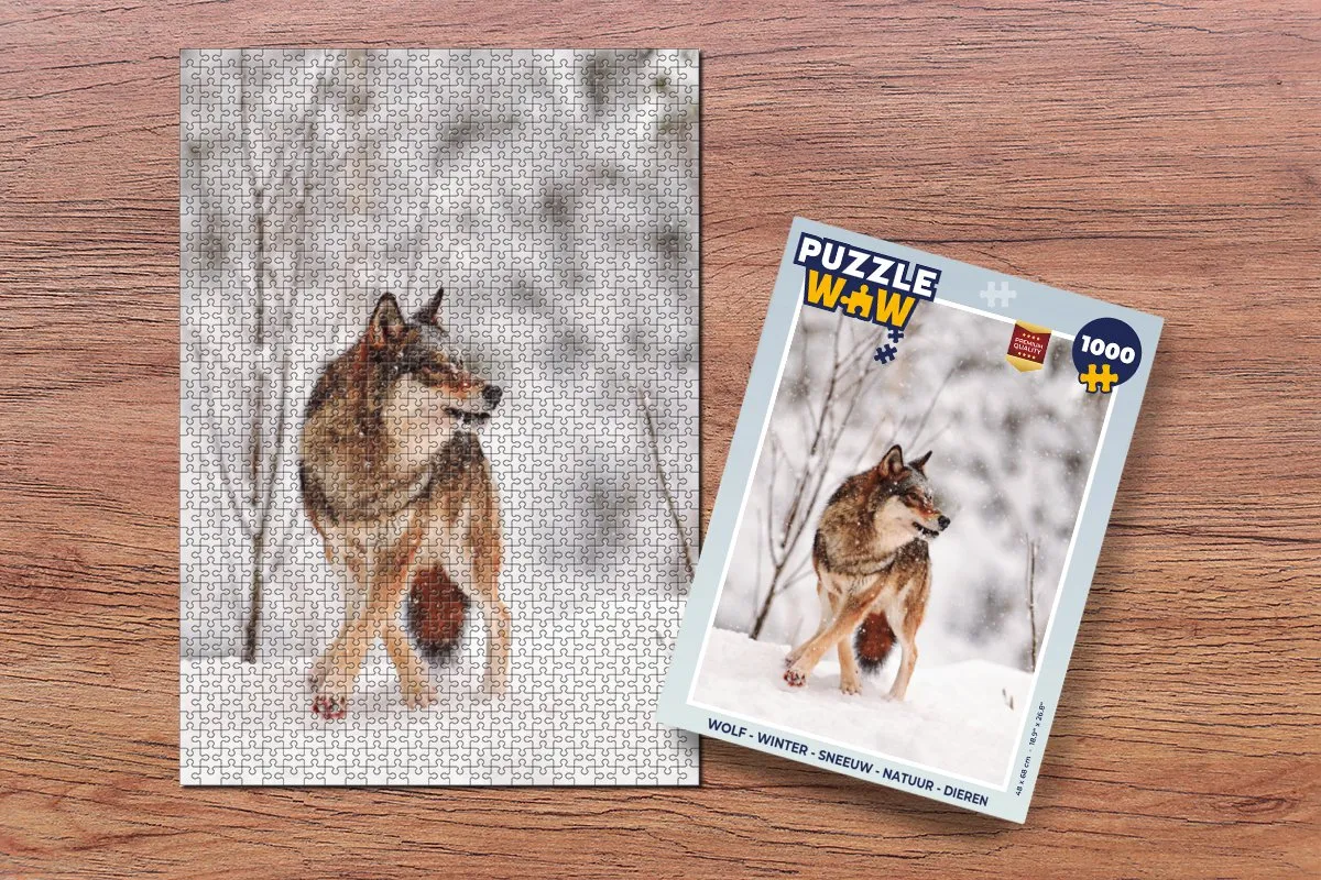 PuzzleWow Winter Sneeuw Legpuzzel 1000 Stuks - Wolf