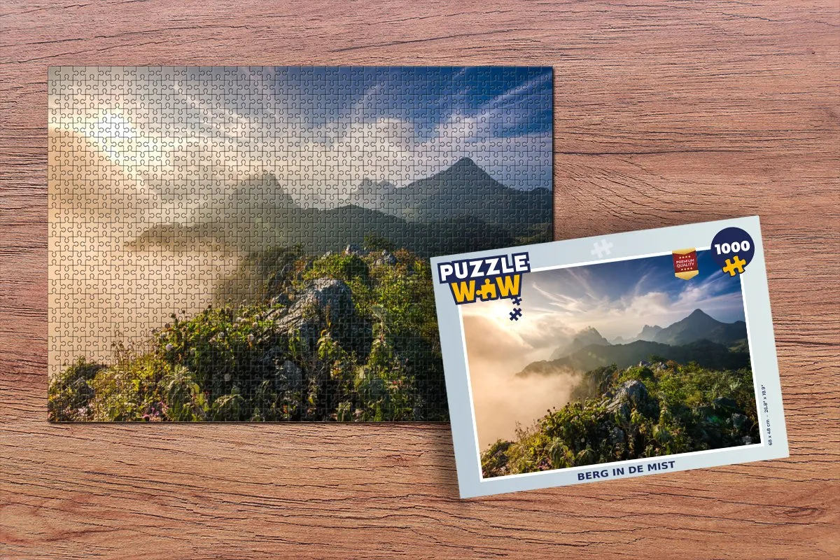 PuzzleWow Berg in de Mist Legpuzzel 1000 Stuks - Multicolor