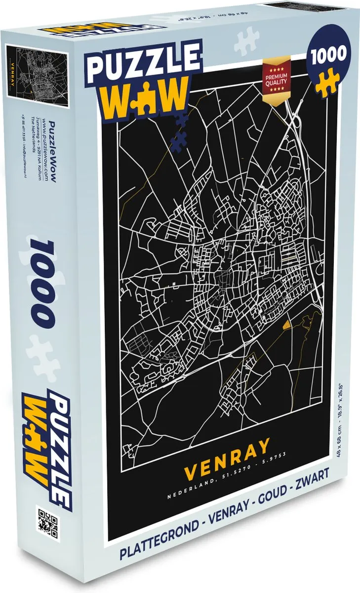 PuzzleWow Venray Legpuzzel 1000 Stuks - Goud/Zwart