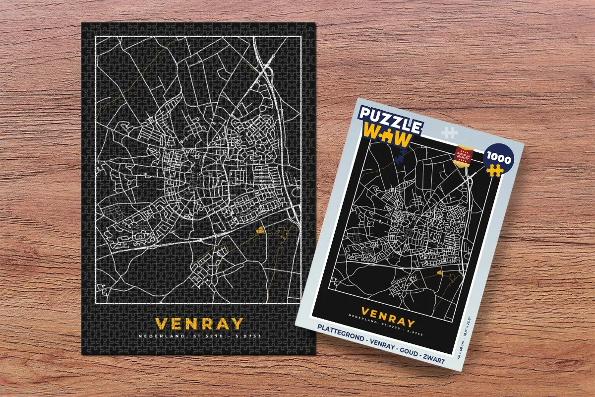 PuzzleWow Venray Legpuzzel 1000 Stuks - Goud/Zwart