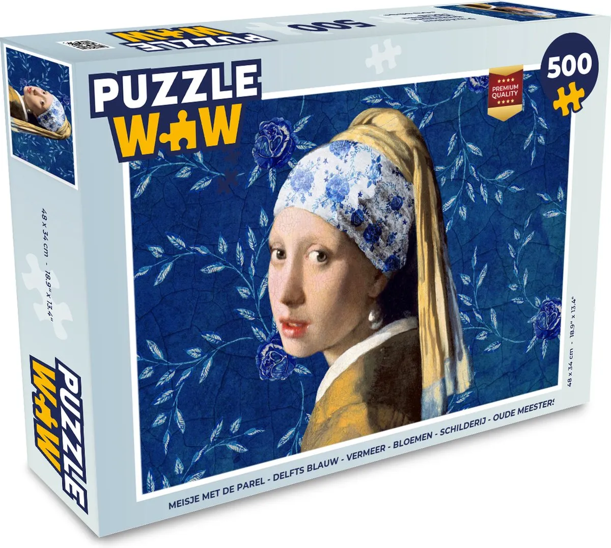 PuzzleWow Vermeer Meisje met de parel Legpuzzel 500 Stuks