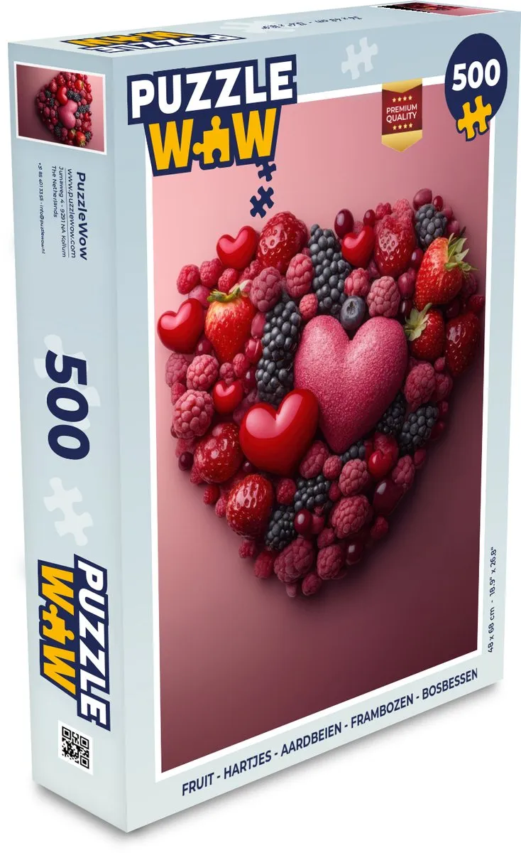 PuzzleWow Fruit Hartjes Legpuzzel 500 Stuks