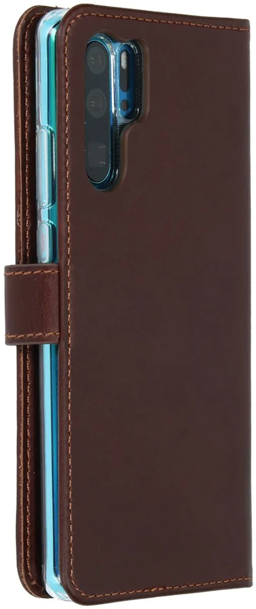Selencia Hoesje Huawei P30 Pro - Echt Lederen Bookcase 3 Stuks - Bruin