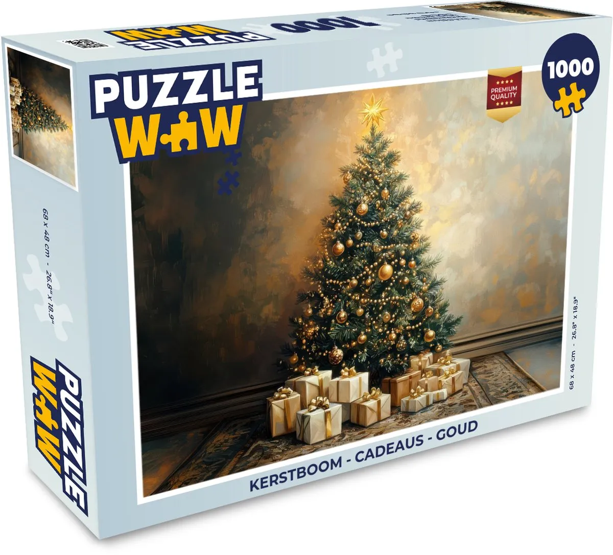PuzzleWow Kerstboom Goud Puzzel 1000 Stuks