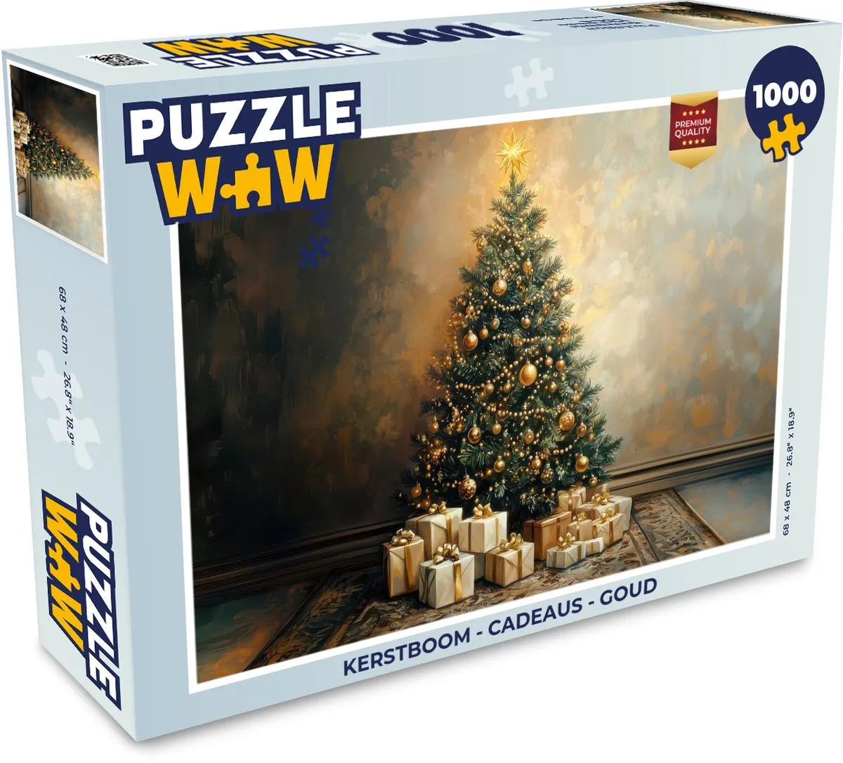 PuzzleWow Kerstboom Goud Puzzel 1000 Stuks