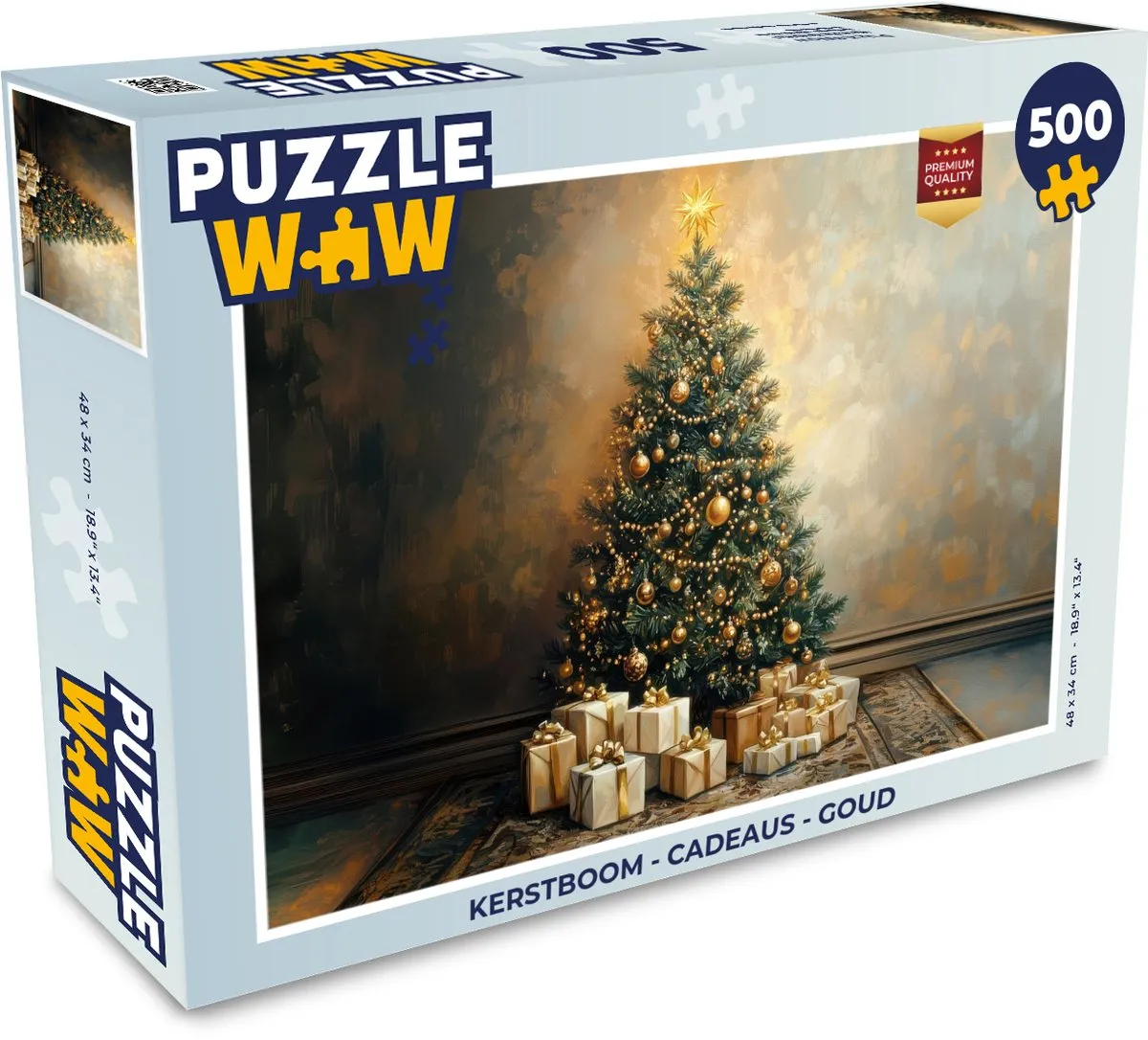 PuzzleWow Kerstboom Goud Puzzel 1000 Stuks