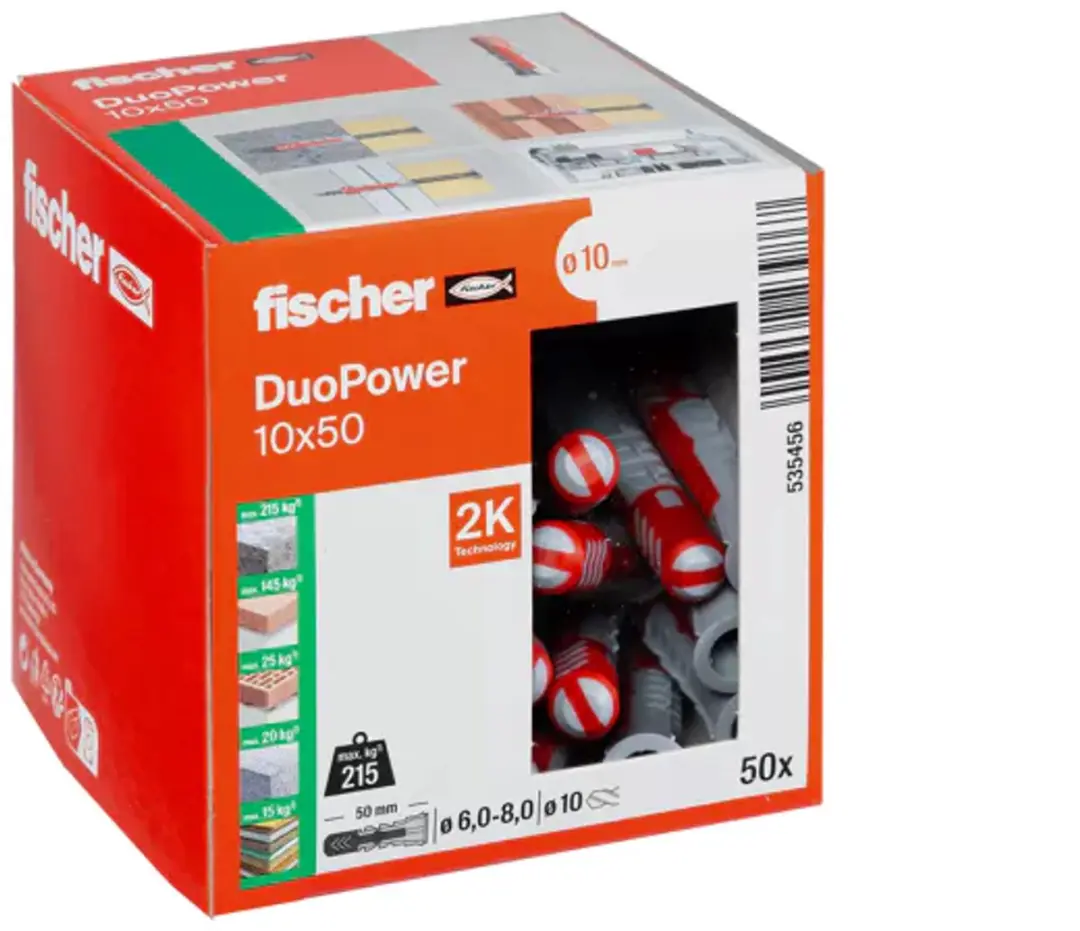 Fischer DuoPower 10x50mm Pluggen - 50 Stuks