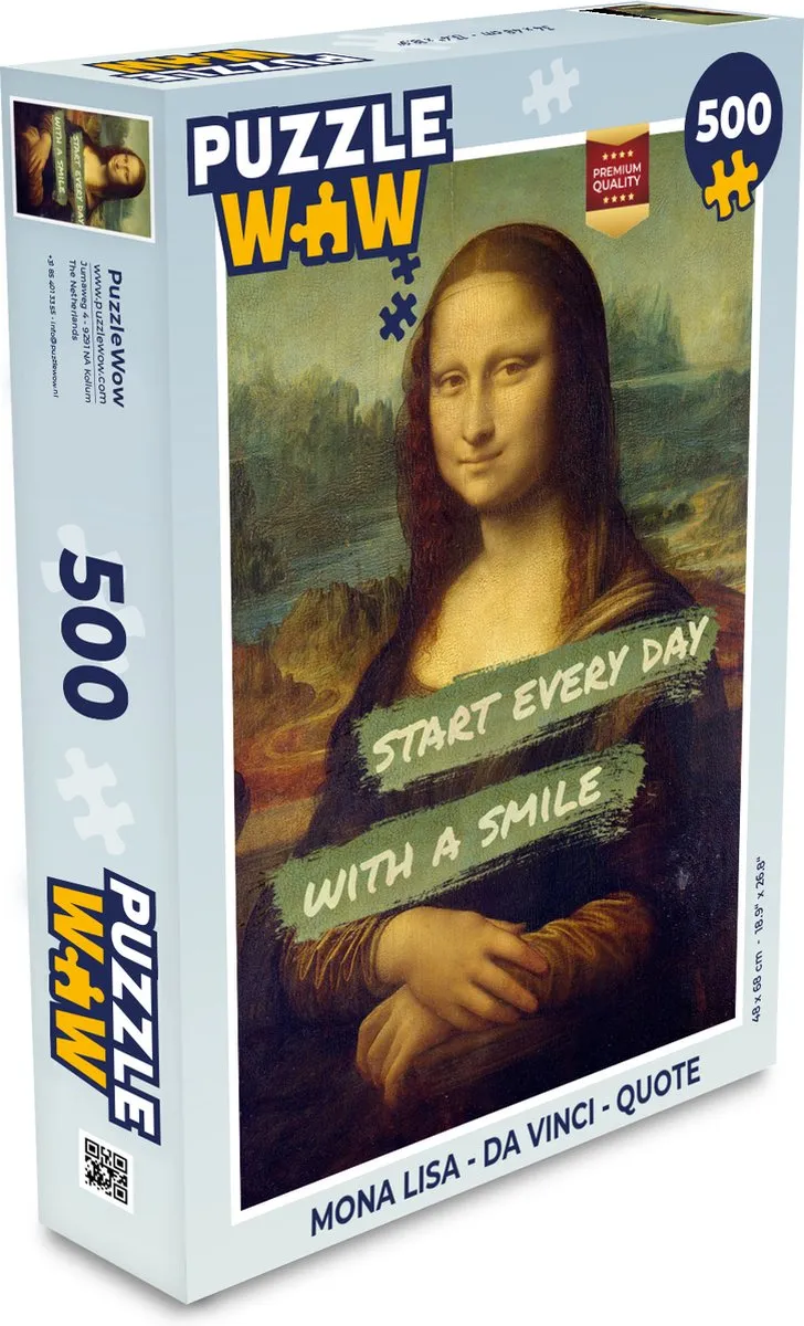 PuzzleWow Mona Lisa Legpuzzel 500 Stuks - Multicolor