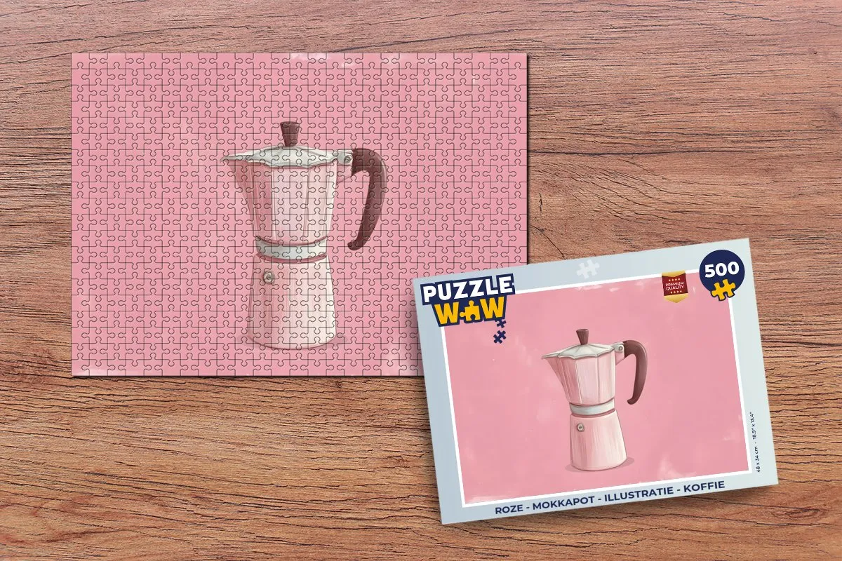 PuzzleWow Mokkapot Legpuzzel 500 Stuks - Roze