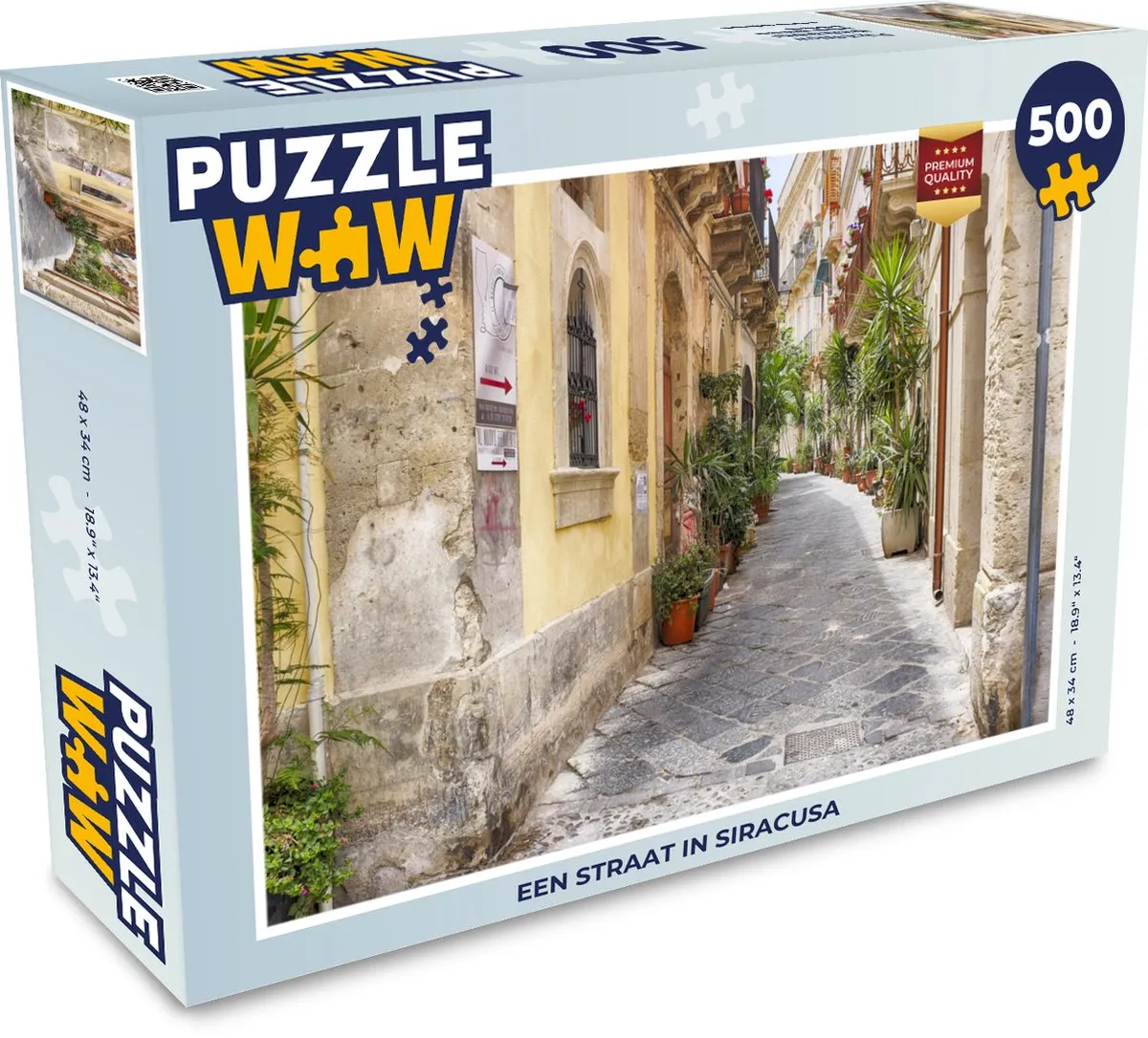 PuzzleWow Legpuzzel Een straat in Siracusa 500 Stuks - Multicolor