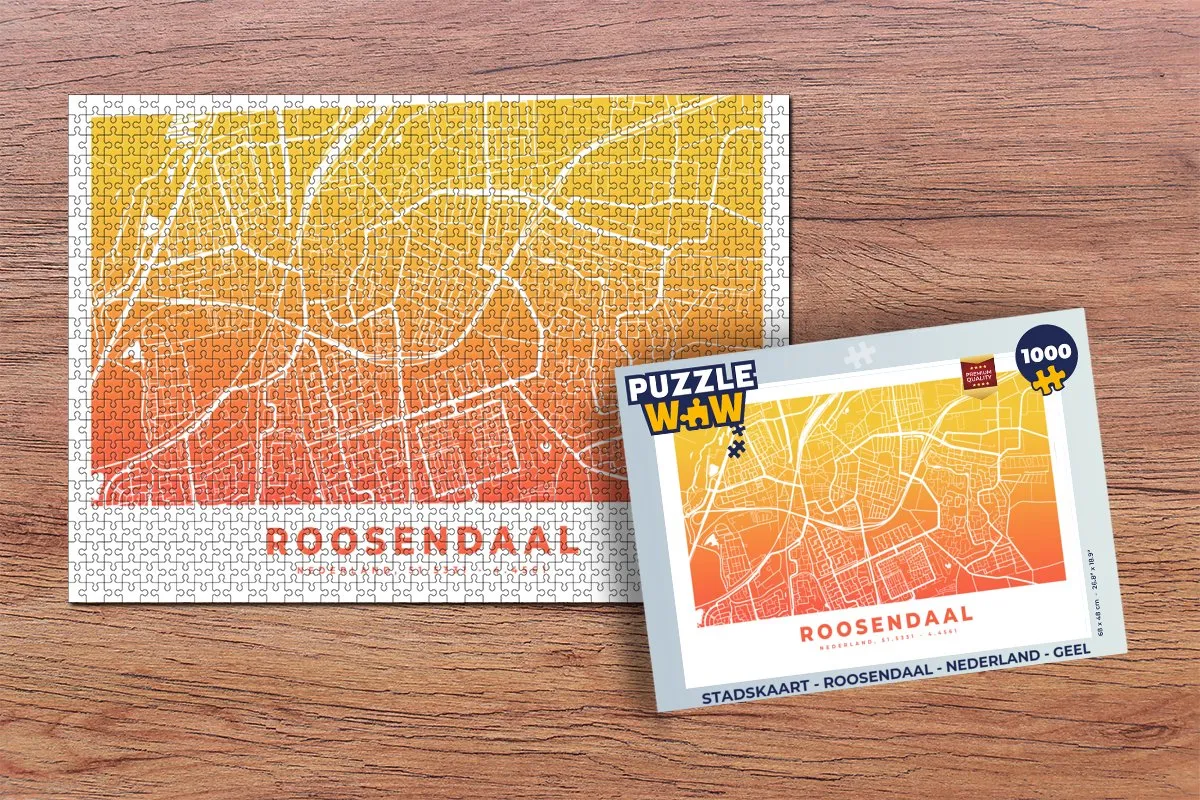 PuzzleWow Stadskaart Roosendaal - Legpuzzel 1000 Stuks - Multicolor