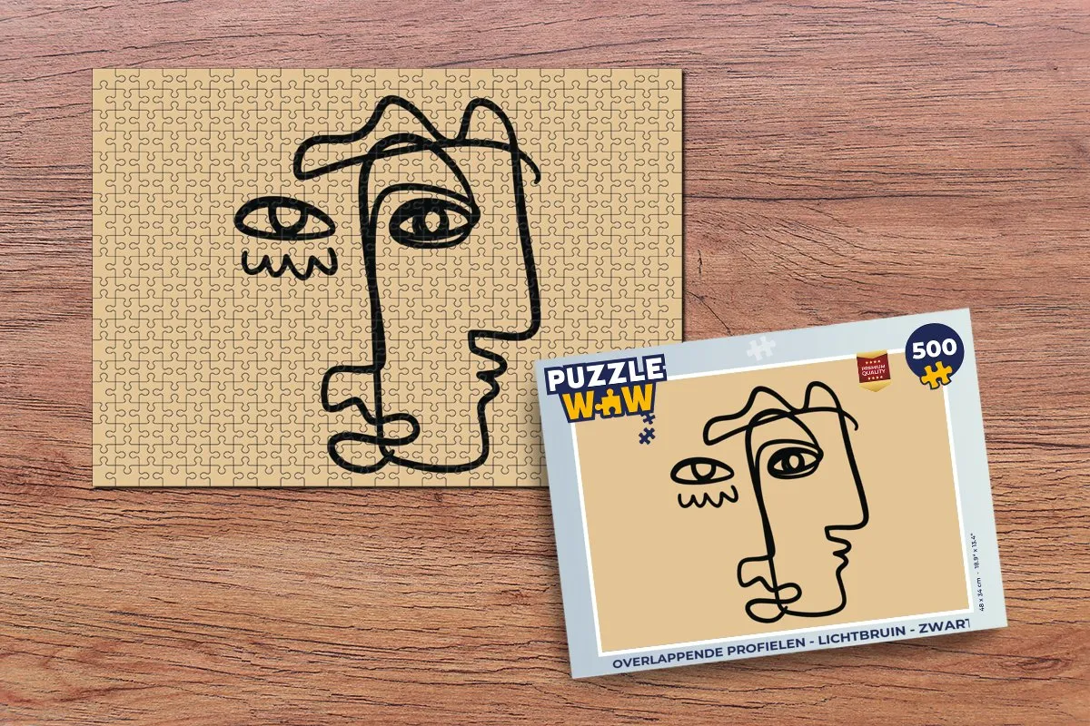 PuzzleWow Overlappende Profielen Legpuzzel 500 Stuks - Lichtbruin/Zwart