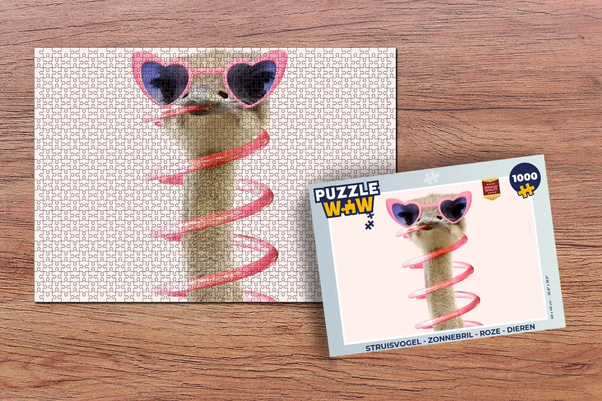 PuzzleWow Struisvogel Zonnebril Legpuzzel 1000 Stuks - Multicolor