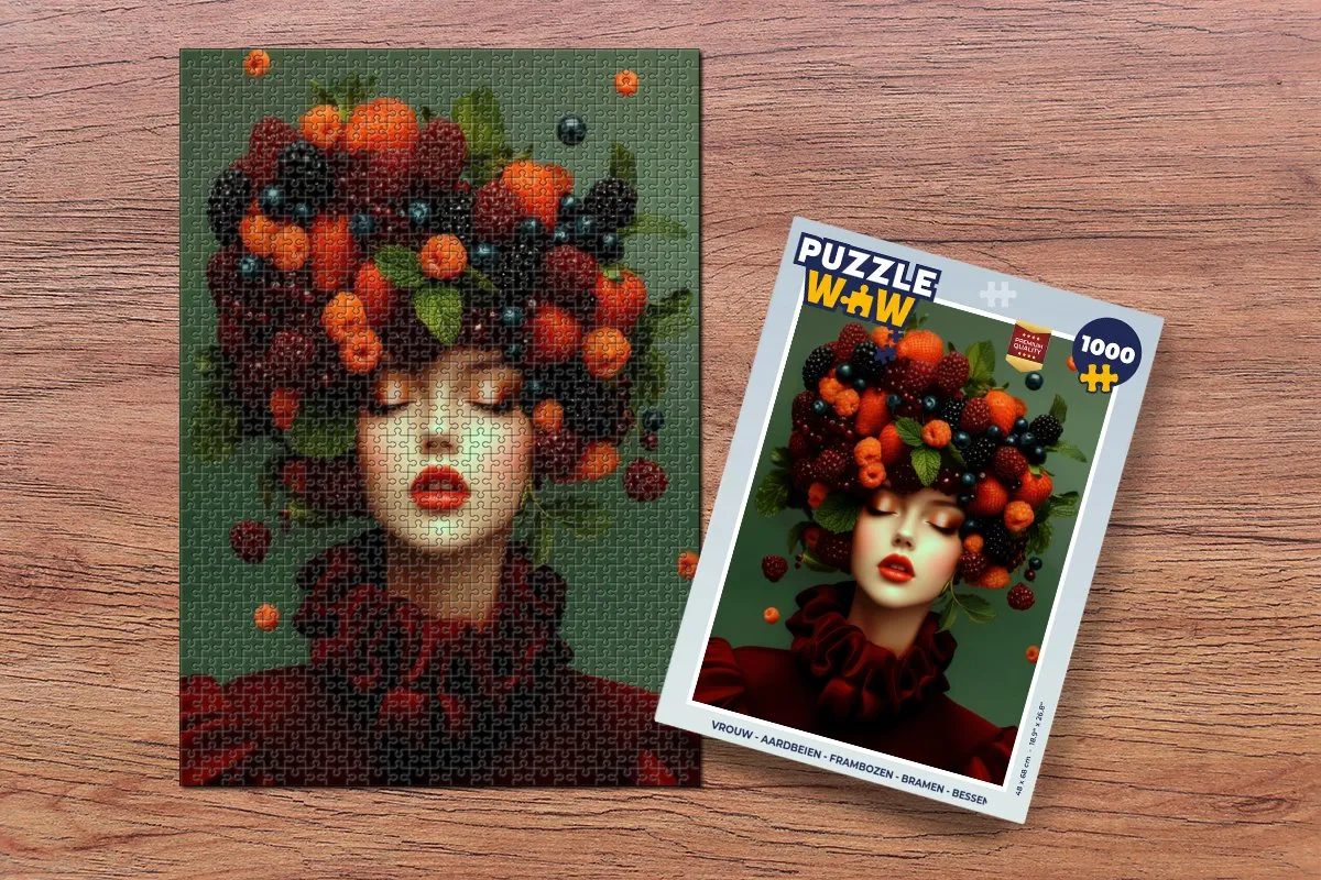 PuzzleWow Legpuzzel 1000 Stuks - Vrouw Bramen