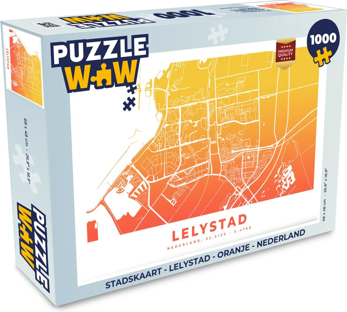PuzzleWow Stadskaart Lelystad Legpuzzel 1000 Stuks