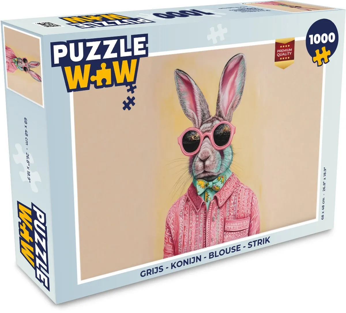PuzzleWow Konijn Panda Legpuzzel 1000 Stuks