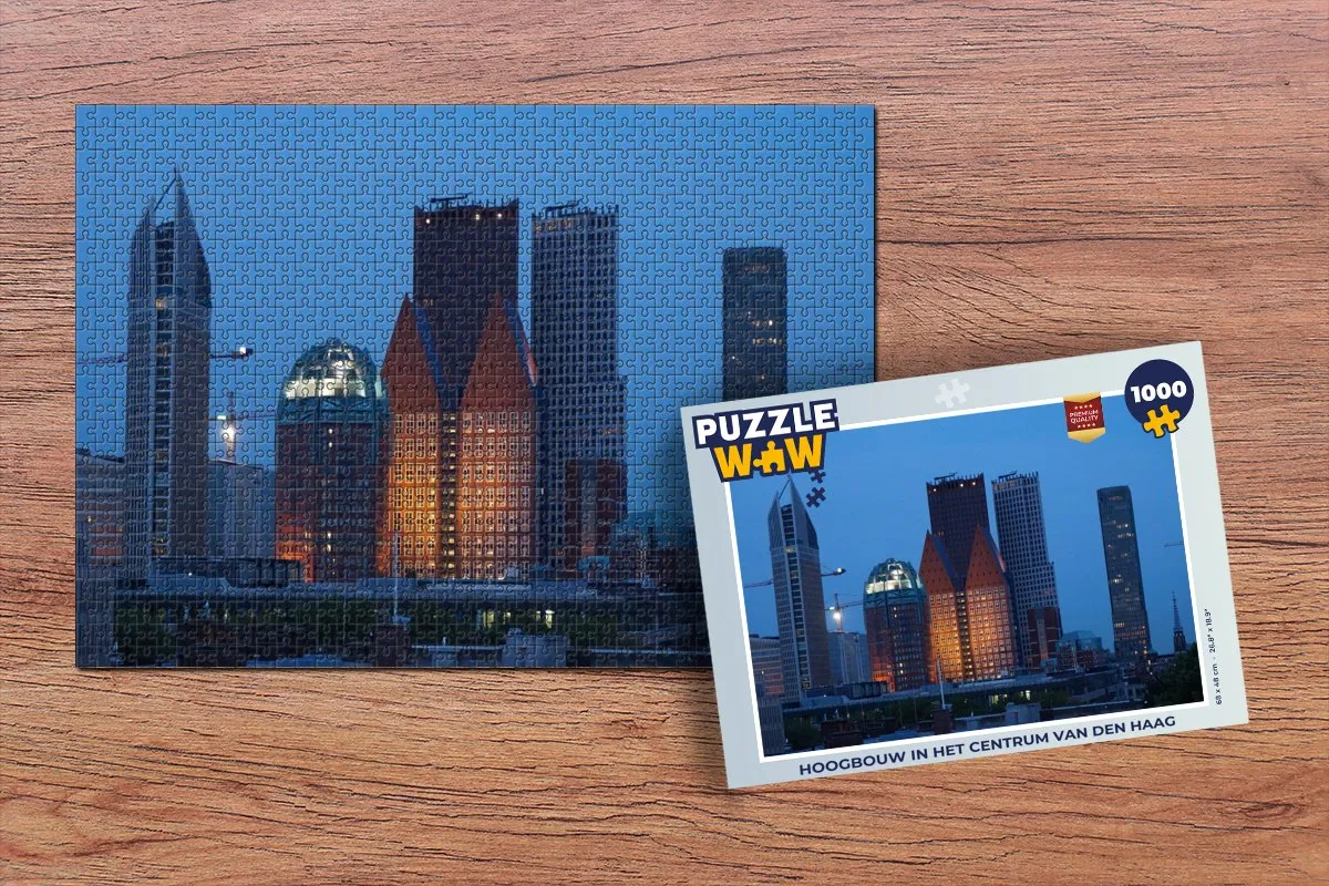 PuzzleWow Wolkenkrabber Nacht Legpuzzel 1000 Stuks - Multicolor
